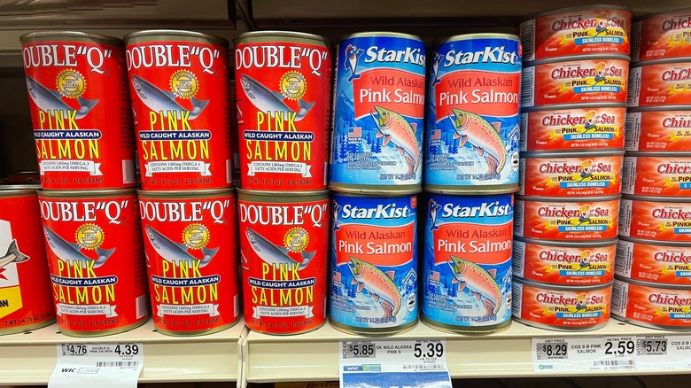 Cans of canned salmon