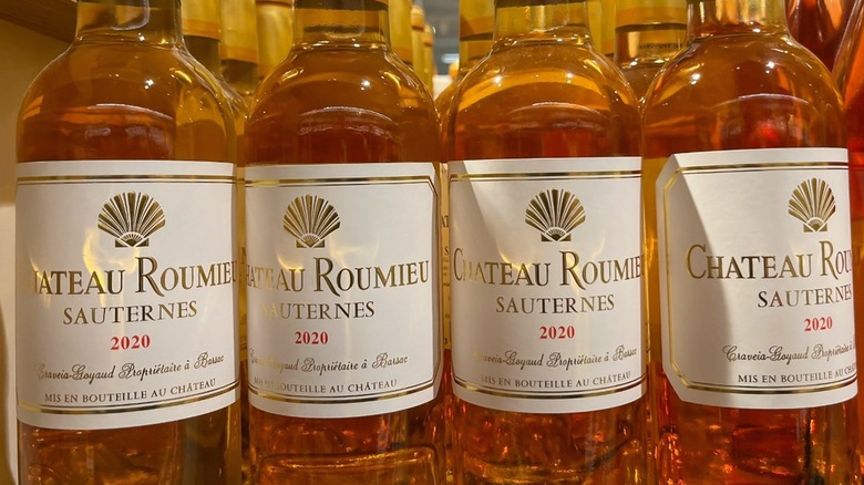 Bottles of Sauternes wine.