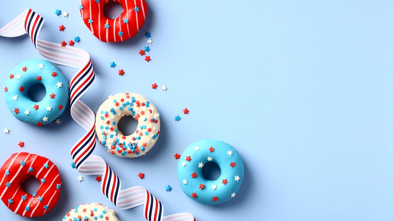 Red, white, and blue donuts