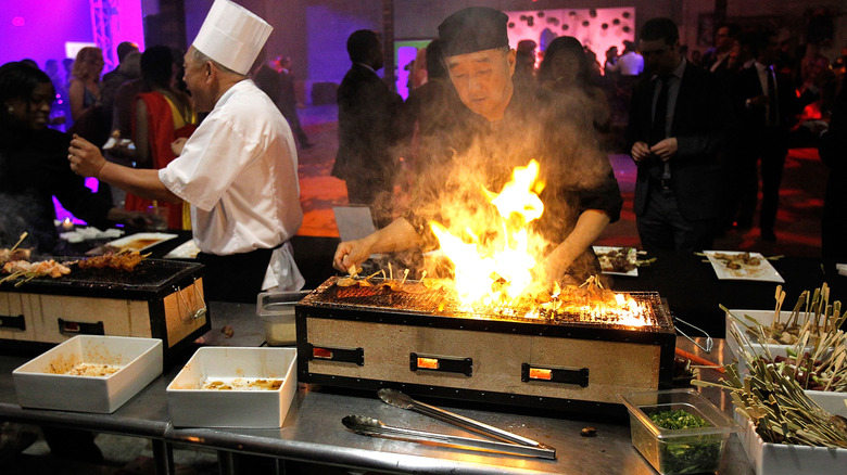 Chef working with hibachi grill