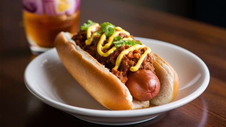 pictured coney island hot dog