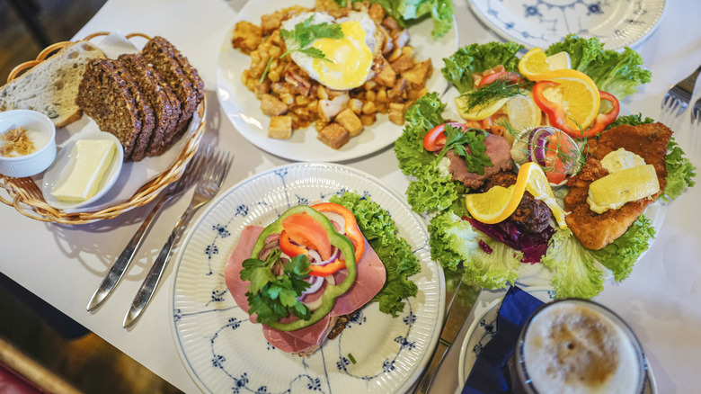 Smørrebrød lunch spread