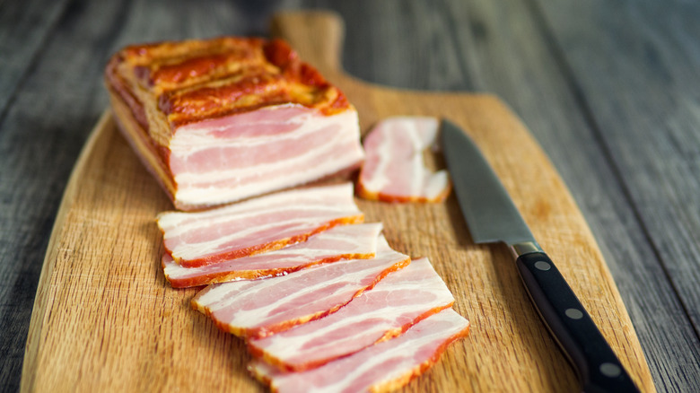 Bacon on a cutting board