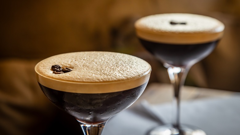 Foamy espresso martinis