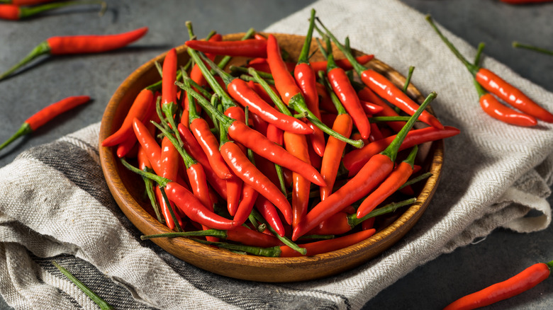 Thai bird's eye chili peppers