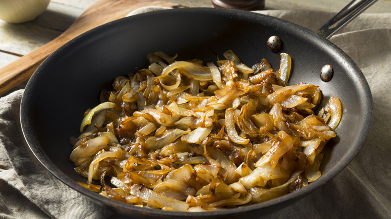Caramelized onions in pan
