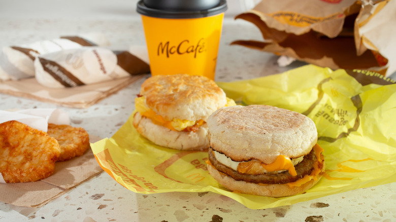 McDonald's McMuffins, hash browns, and McCafe coffee