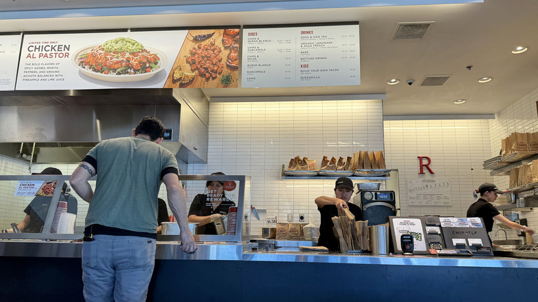 Chipotle restaurant counter