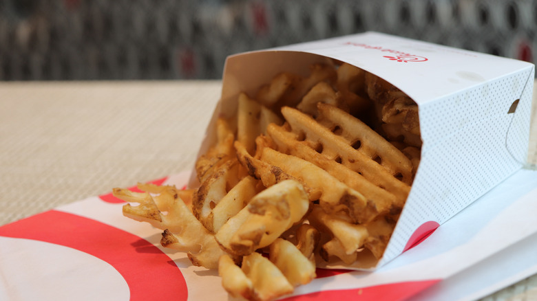 Carton of Chick-fil-A waffle fries