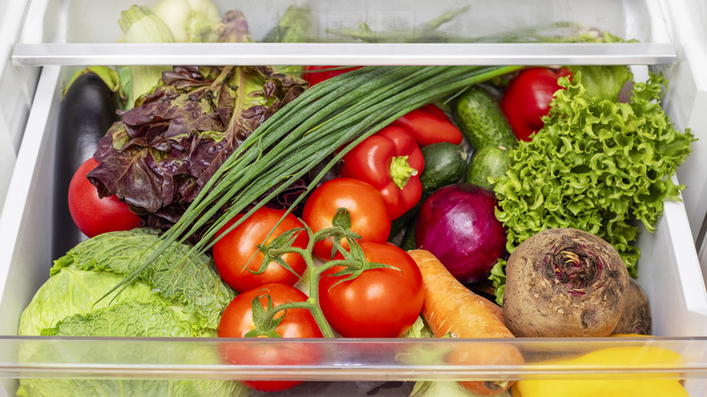 Produce in a refrigerator compartment