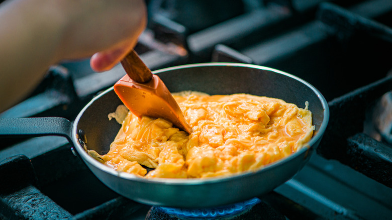 Eggs cooking in pan