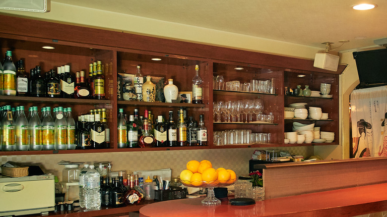 home bar with bottles