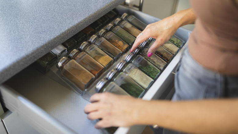 Spices in a drawer