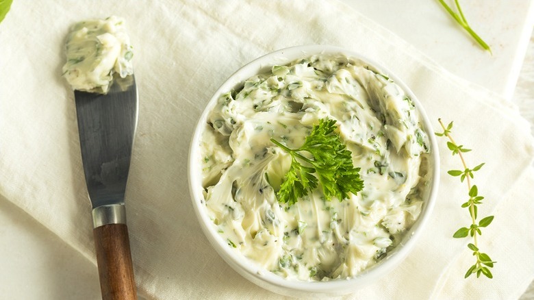 Whipped compound butter with herbs