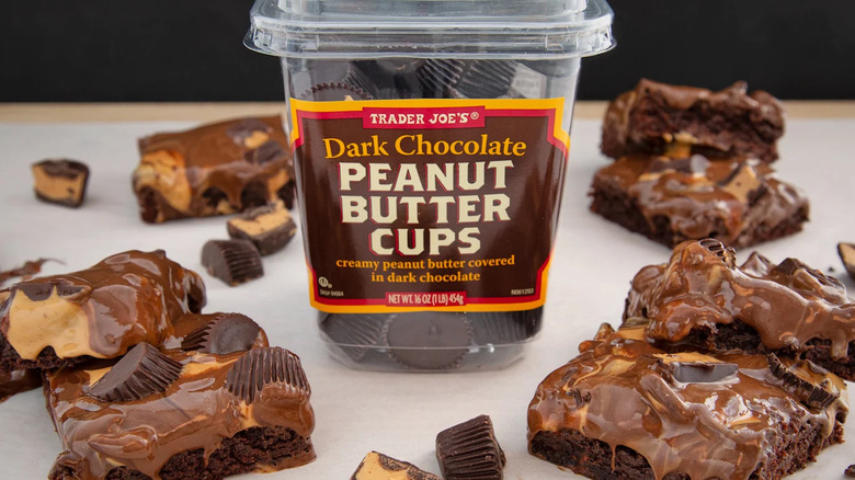 Peanut butter cups container, brownies