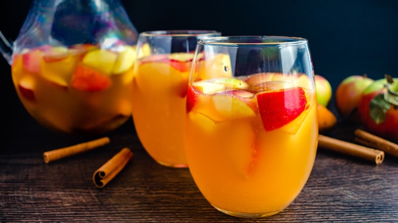 White sangria with bourbon