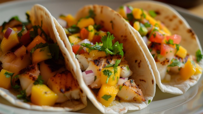 Fish tacos with mango salsa