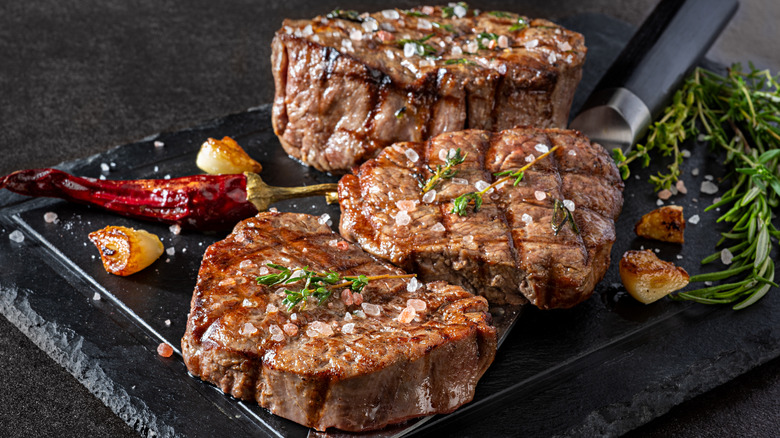 Filet mignon with rosemary, garlic, and pepper