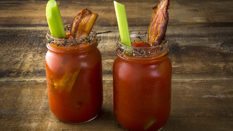 Two bloody mary drinks