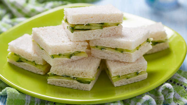 cucumber sandwiches on plate