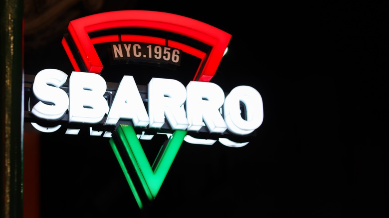 Sbarro exterior neon sign