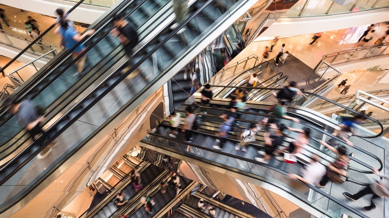 Shopping mall escalator