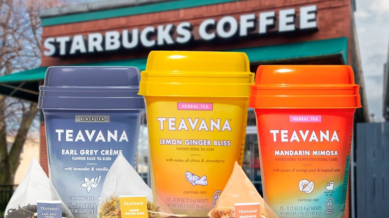 Teavana containers and Starbucks store