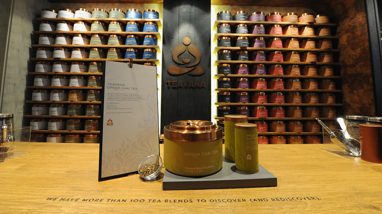 Tea wall at a Teavana tea bar