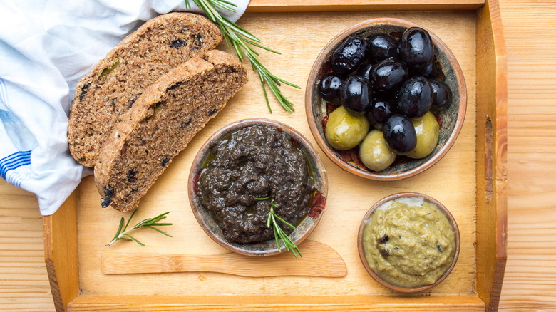 Black and green olive tapenade