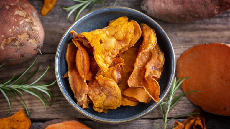 Bowl of sweet potato chips