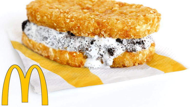 a mcflurry hash brown sandwich with McDonald's logo