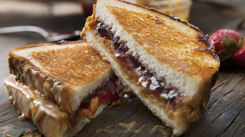 Grilled peanut butter and jelly sandwich