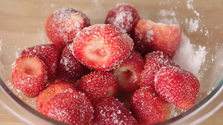 Strawberries macerating in sugar