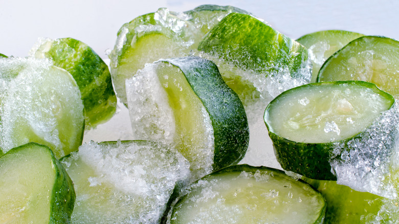 Frozen cucumber slices