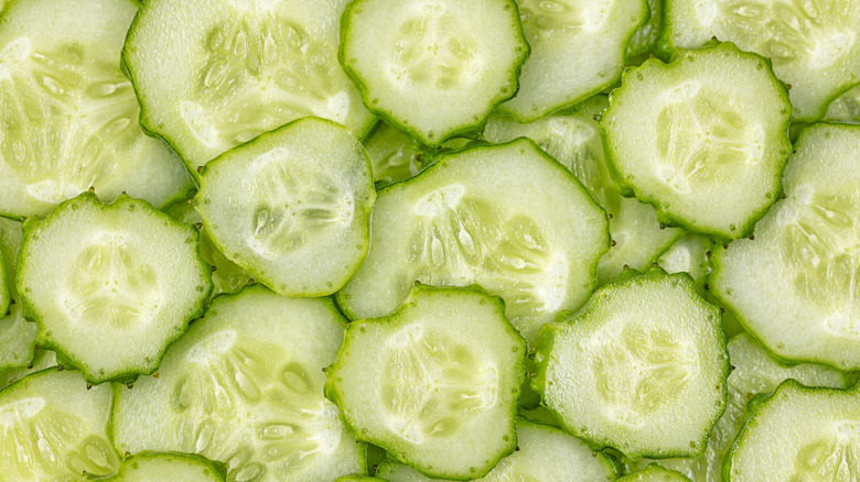 Thinly sliced cucumbers