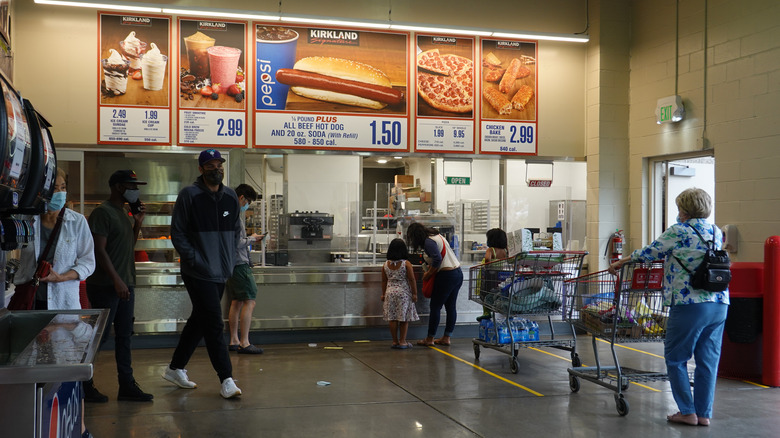 People gathered at Costco's food court