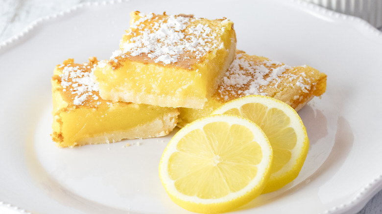 A plate of lemon bars