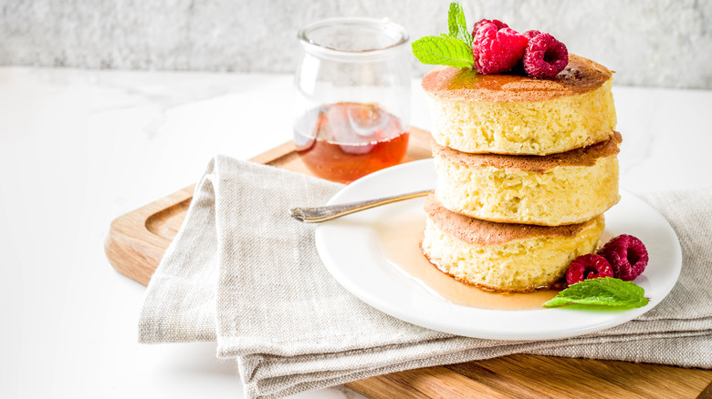 Stack of souffle pancakes 