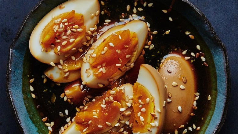 Soy marinated soft boiled eggs