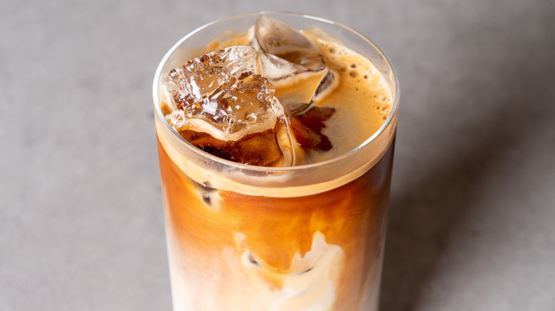 Korean iced coffee with milk and ice