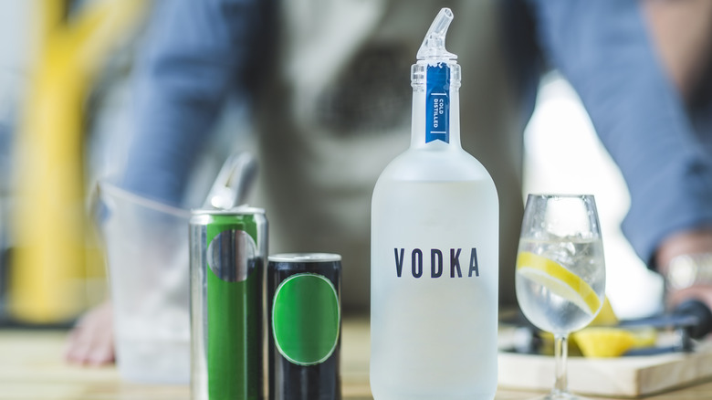 Vodka bottle on bar