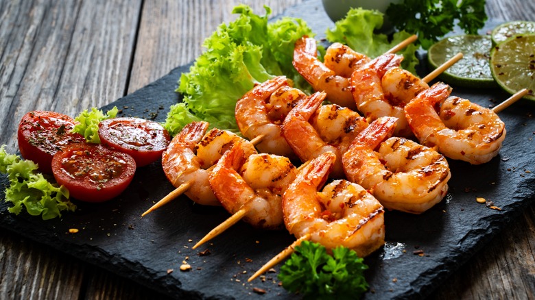 Grilled shrimp on skewers