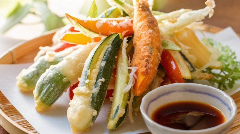 Vegetable tempura with soy sauce