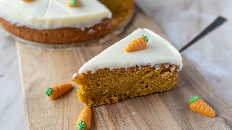 Carrot cake with marzipan carrots