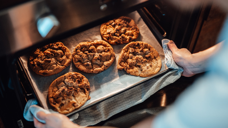 Large cookies baking