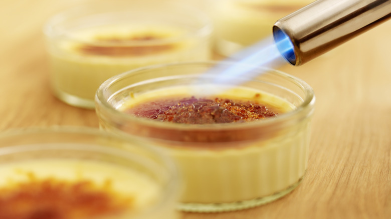 Crème brulee getting torched 