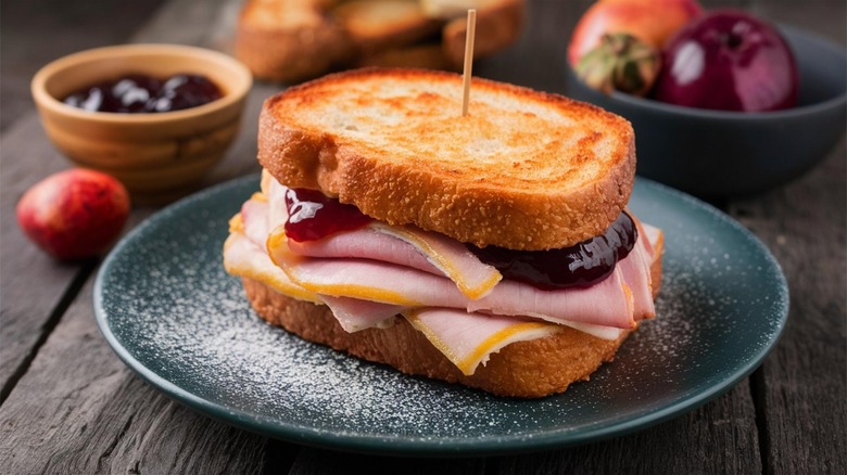 Monte Cristo sandwich with jam