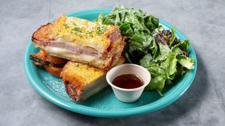 Monte Cristo sandwich with salad