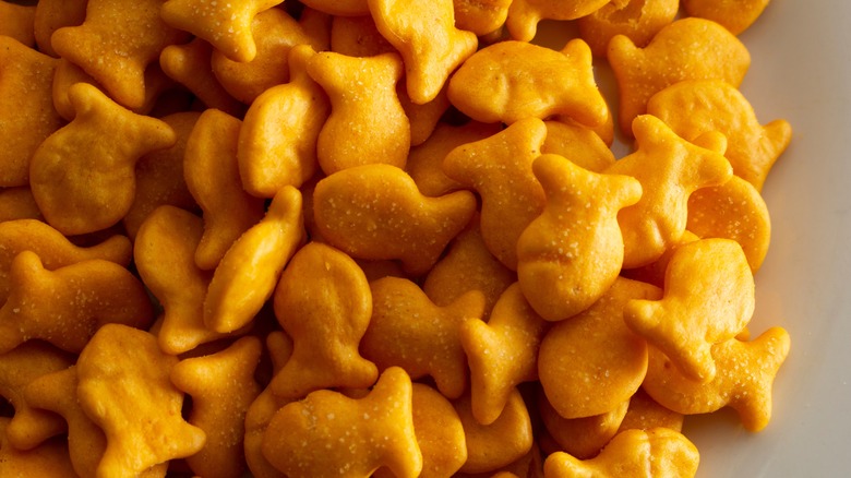 Pile of cheesy Goldfish crackers