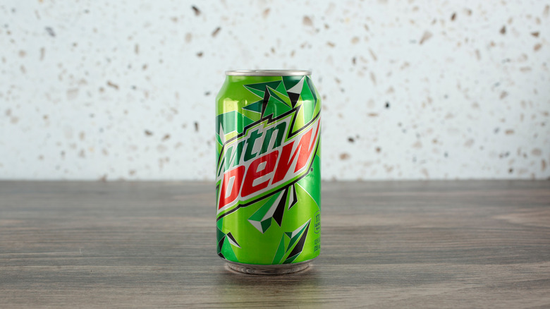 A can of Mountain Dew soda